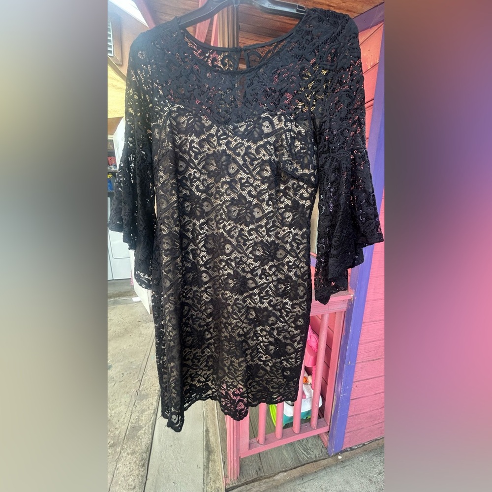 Love Black and Beige Lace Dress